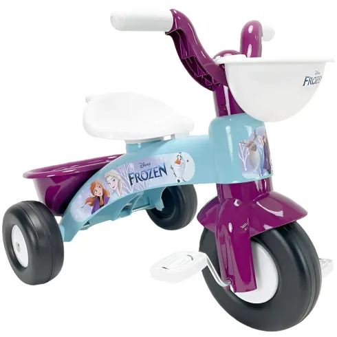 Triciclo Primi Passi per Bambini Frozen Disney 3 Ruote 2 Cestini