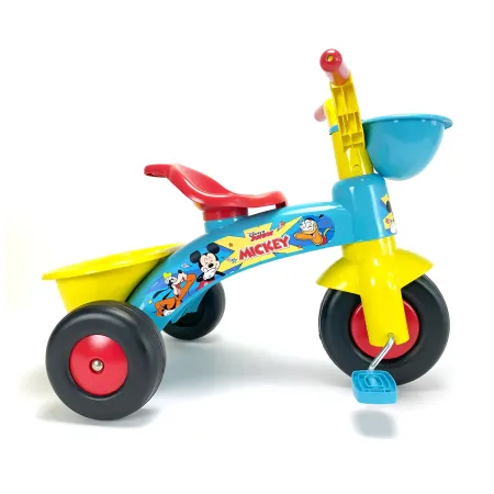 Triciclo Primi Passi per Bambini Topolino Disney 3 Ruote 2 Cestini