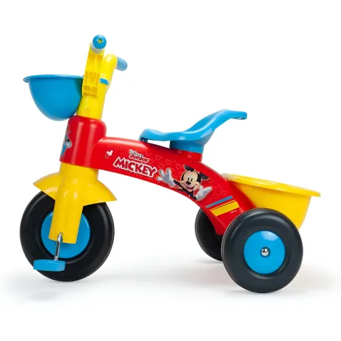 Triciclo Primi Passi per Bambini Topolino Disney 3 Ruote 2 Cestini