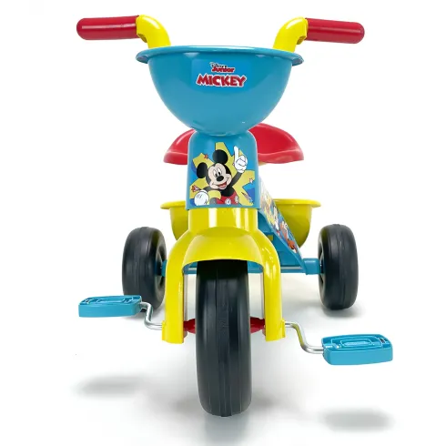 Triciclo Primi Passi per Bambini Topolino Disney 3 Ruote 2 Cestini