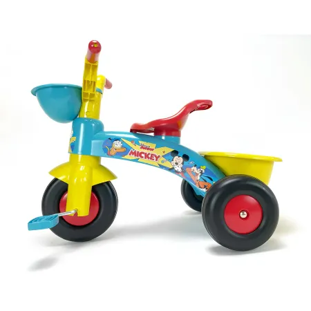 Triciclo Primi Passi per Bambini Topolino Disney 3 Ruote 2 Cestini
