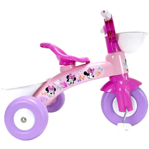 Triciclo Primi Passi per Bambini Minnie Disney 3 Ruote 2 Cestini