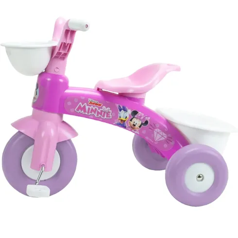 Triciclo Primi Passi per Bambini Minnie Disney 3 Ruote 2 Cestini