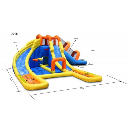 Castelli Gonfiabili per Bambini Acquatico 3 Scivoli Canestro Vasca Giochi Acqua