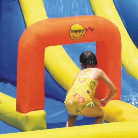 Castelli Gonfiabili per Bambini Acquatico 3 Scivoli Canestro Vasca Giochi Acqua