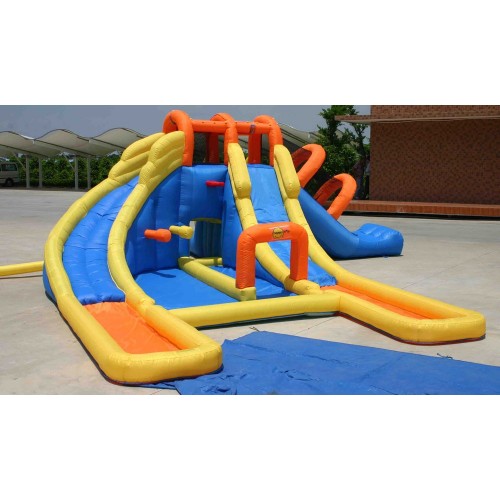 Castelli Gonfiabili per Bambini Acquatico 3 Scivoli Canestro Vasca Giochi Acqua