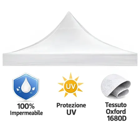 Gazebo da Giardino 3x3 Fisarmonica Altezza Regolabile Bianco Sacca