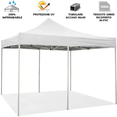 Gazebo 3x6 Chiusura Fisarmonica Impermeabile Bianco Altezza Regolabile