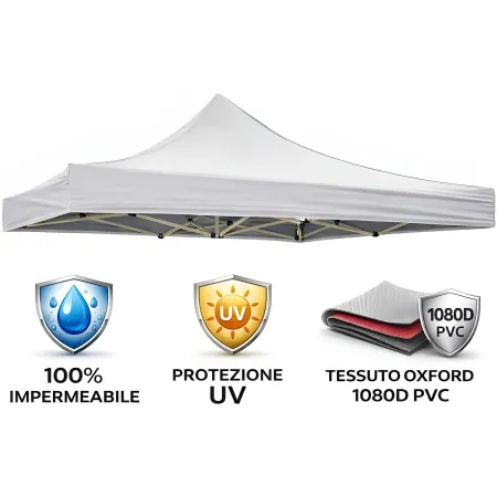 Gazebo 3x6 Chiusura Fisarmonica Impermeabile Bianco Altezza Regolabile