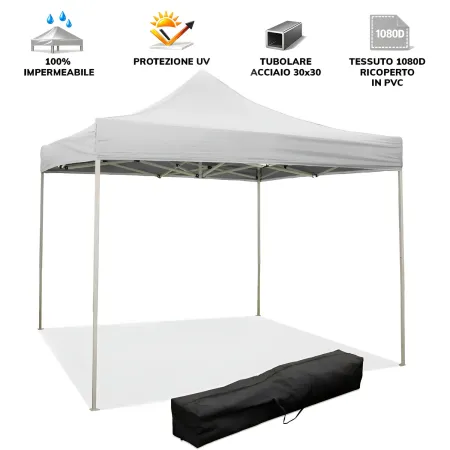 Gazebo da Giardino 2x2 a Fisarmonica Impermeabile Bianco con Sacca
