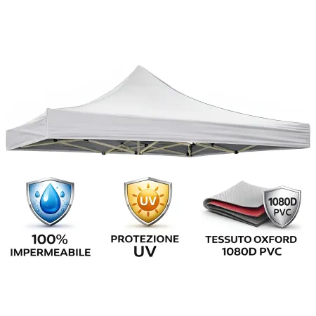 Gazebo da Giardino 2x2 a Fisarmonica Impermeabile Bianco con Sacca