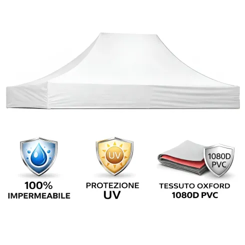 Gazebo da Giardino 3x4,5 a Fisarmonica Impermeabile Bianco con Sacca