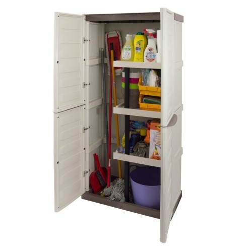 Armadio Alto Porta scope per Esterno Terrazzo Tuttopiani Mobile Ripiani Resina