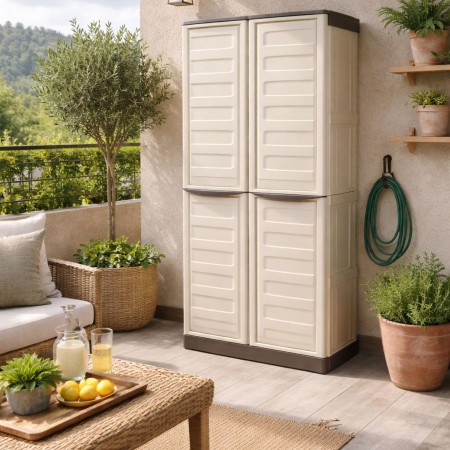 Armadio Alto Porta scope per Esterno Terrazzo Tuttopiani Mobile Ripiani Resina
