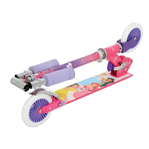 Monopattino Pieghevole Bambini Principesse 2 Ruote Manubrio Regolabile
