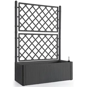 Fioriera Rettangolare 100x43 Resina con Spalliera in Pvc da Esterno Balcone Vasi