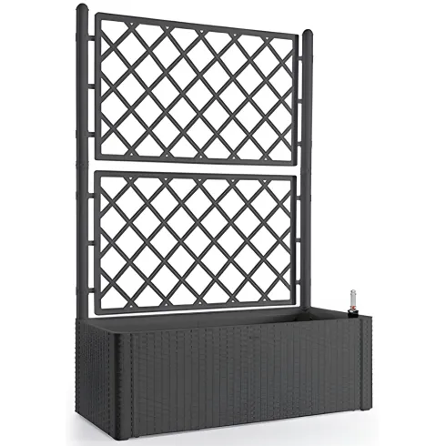 Fioriera Rettangolare 100x43 Resina con Spalliera in Pvc da Esterno Balcone Vasi