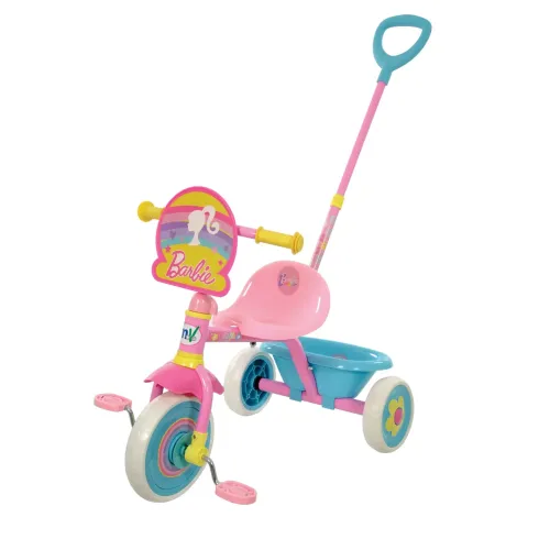 Triciclo Bambini con Maniglia Regolabile Removibile Barbie Ruote EVA