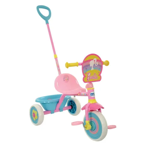 Triciclo Bambini con Maniglia Regolabile Removibile Barbie Ruote EVA