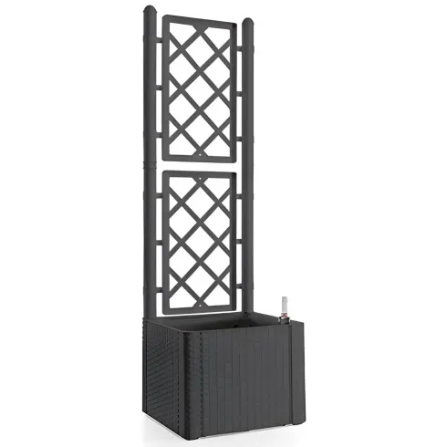 Fioriera Quadrata 43x43 con Grigliato 140 in Plastica da Esterno Pannello Moka