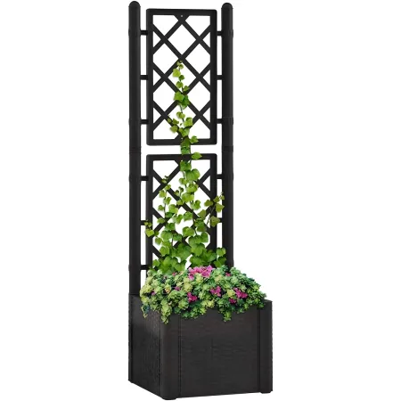Fioriera Quadrata 43x43 con Grigliato 140 in Plastica da Esterno Pannello Moka