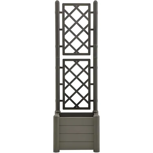 Fioriera Quadrata 43x43 con Grigliato 140 in Plastica da Esterno Pannello Moka