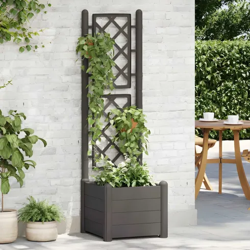 Fioriera Quadrata 43x43 con Grigliato 140 in Plastica da Esterno Pannello Moka