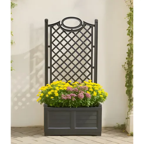 Fioriera Separé Antracite Griglia Effetto Legno 80x42,5 cm da Esterno