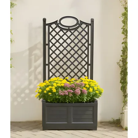 Fioriera Separé Antracite Griglia Effetto Legno 80x42,5 cm da Esterno
