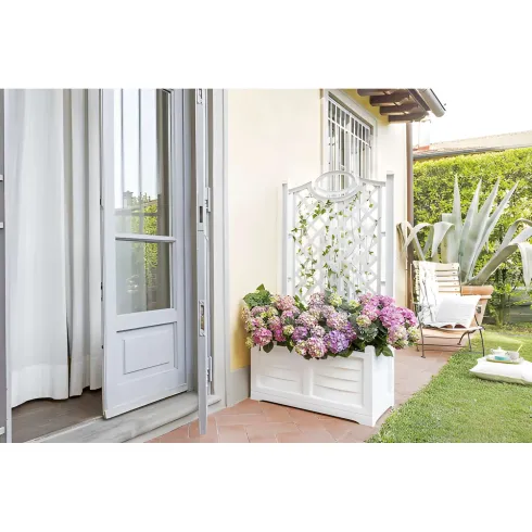 Fioriera Separé Bianco Griglia Effetto Legno 80x42,5 cm da Esterno