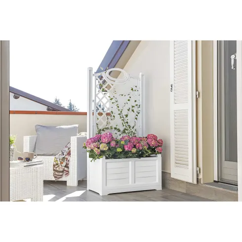 Fioriera Separé Bianco Griglia Effetto Legno 80x42,5 cm da Esterno