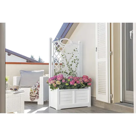 Fioriera Separé Bianco Griglia Effetto Legno 80x42,5 cm da Esterno