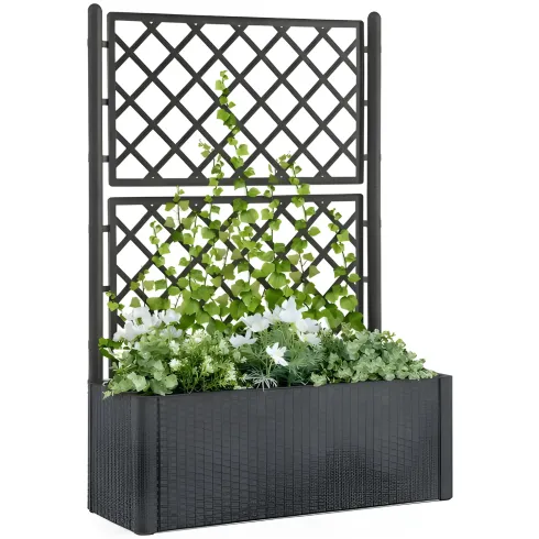 Fioriera Rettangolare 100x43 Resina con Spalliera in Pvc da Esterno Balcone Vasi