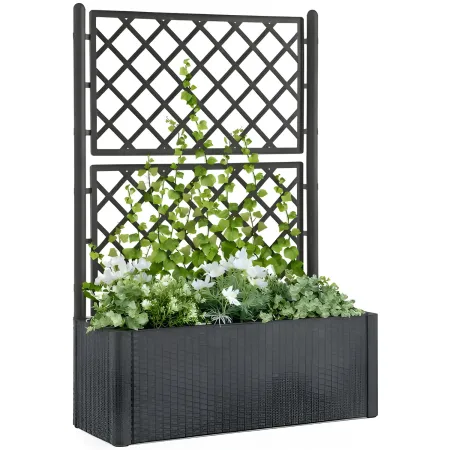 Fioriera Rettangolare 100x43 Resina con Spalliera in Pvc da Esterno Balcone Vasi