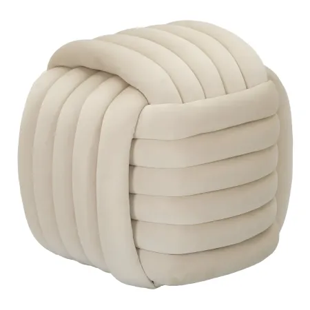 Pouf in Velluto Crema Quadrato Elegante per Salotto Camera da Letto