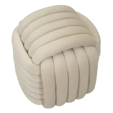 Pouf in Velluto Crema Quadrato Elegante per Salotto Camera da Letto