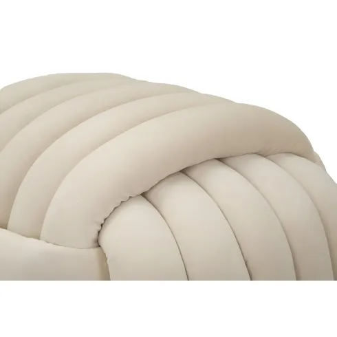 Pouf in Velluto Crema Quadrato Elegante per Salotto Camera da Letto