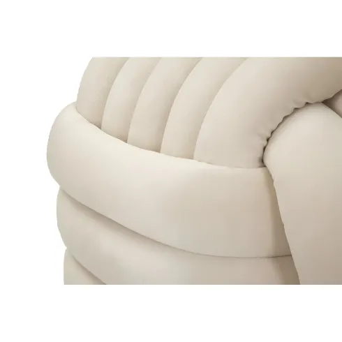 Pouf in Velluto Crema Quadrato Elegante per Salotto Camera da Letto