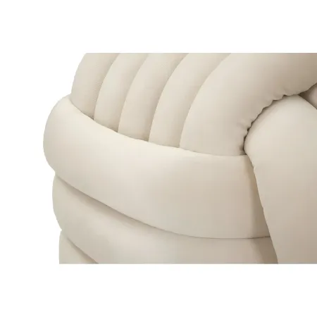Pouf in Velluto Crema Quadrato Elegante per Salotto Camera da Letto