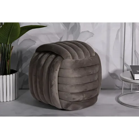 Pouf in Velluto Grigio Quadrato Elegante per Salotto Camera da Letto