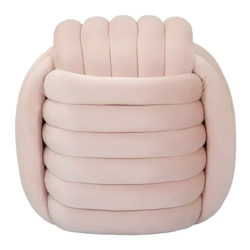 Pouf in Velluto Rosa Quadrato Elegante per Salotto Camera da Letto
