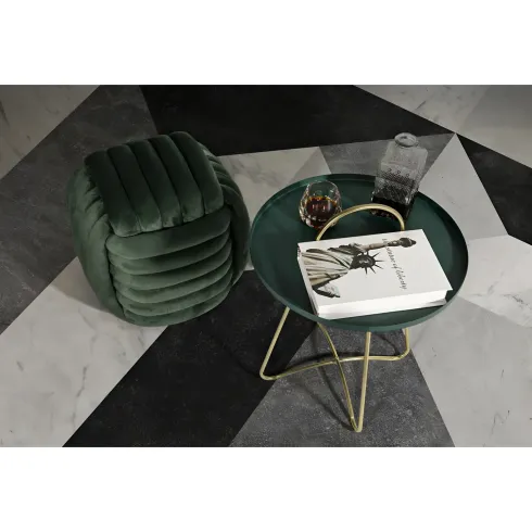 Pouf in Velluto Verde Quadrato Elegante per Salotto Camera da Letto
