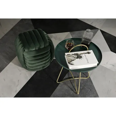 Pouf in Velluto Verde Quadrato Elegante per Salotto Camera da Letto
