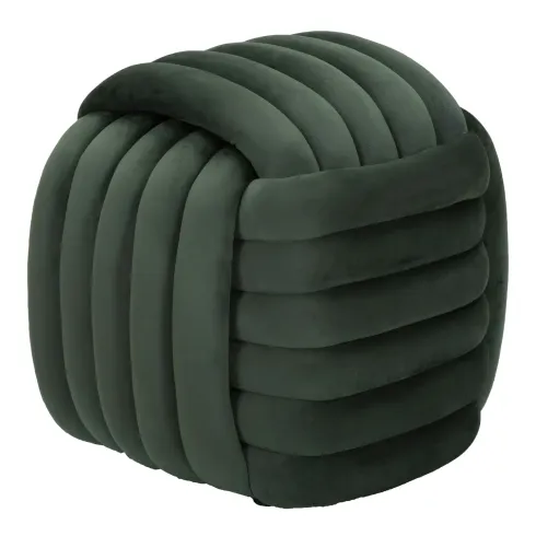 Pouf in Velluto Verde Quadrato Elegante per Salotto Camera da Letto