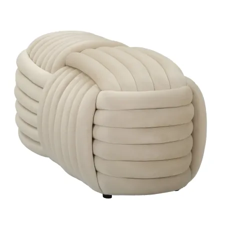 Pouf Panca Velluto Crema Rettangolare Elegante Salotto Camera da Letto