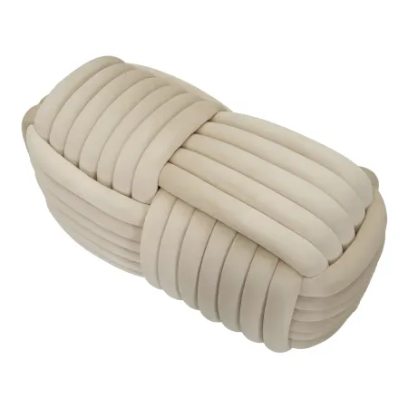 Pouf Panca Velluto Crema Rettangolare Elegante Salotto Camera da Letto