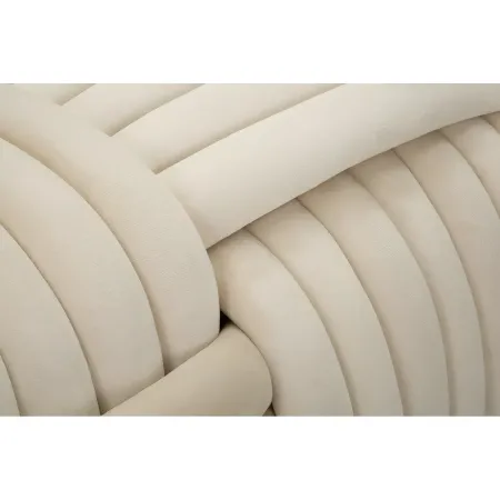 Pouf Panca Velluto Crema Rettangolare Elegante Salotto Camera da Letto