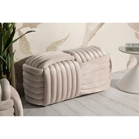 Pouf Panca Velluto Rosa Rettangolare Elegante Salotto Camera da Letto