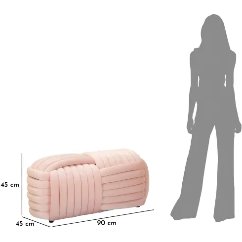 Pouf Panca Velluto Rosa Rettangolare Elegante Salotto Camera da Letto