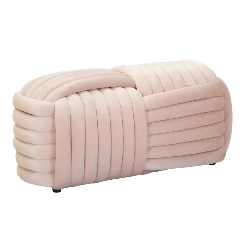 Pouf Panca Velluto Rosa Rettangolare Elegante Salotto Camera da Letto